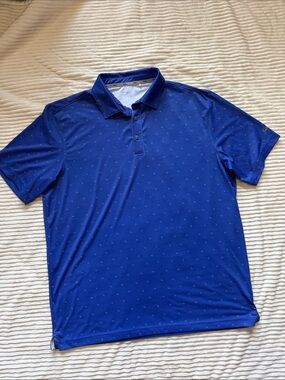 Walter Hagen 11 Men's Blue Pattern Short Sleeve Polo Shirt Large